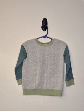 Cat & Jack Kids Colorblock Crewneck Sweatshirt - Gray & Teal with Olive Trim
